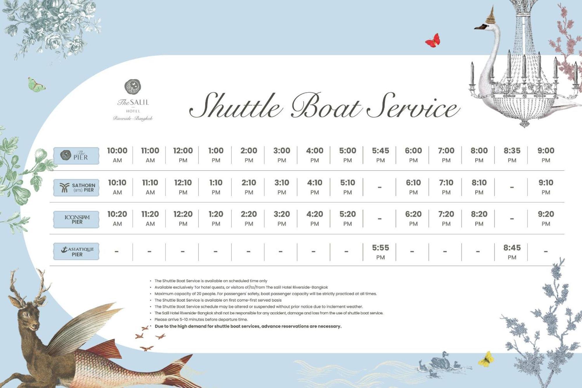 The Salil Hotel Riverside 방콕 외부 사진 Shuttle boat service timetable